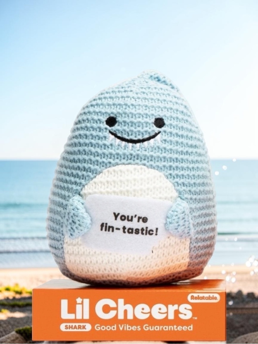 Lil Cheers Light Blue Shark Crocheted Plush — “You're Fin-tastic!”